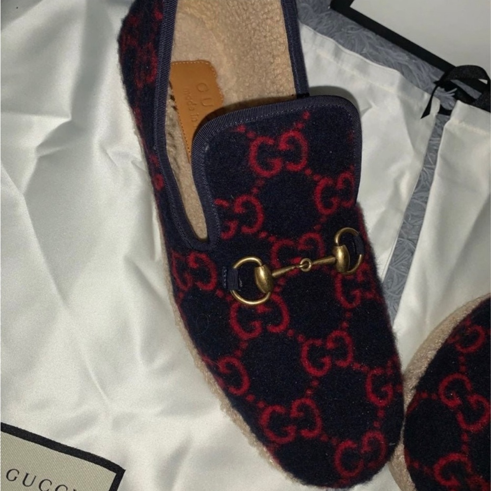 Authentic Gucci Fria Merino Horsebit Wool GG Loafers UK 7 - US 7.5 - EU 41  New
